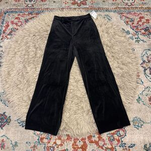 Good American Black velvet high-waisted wide-leg pants size 6/28